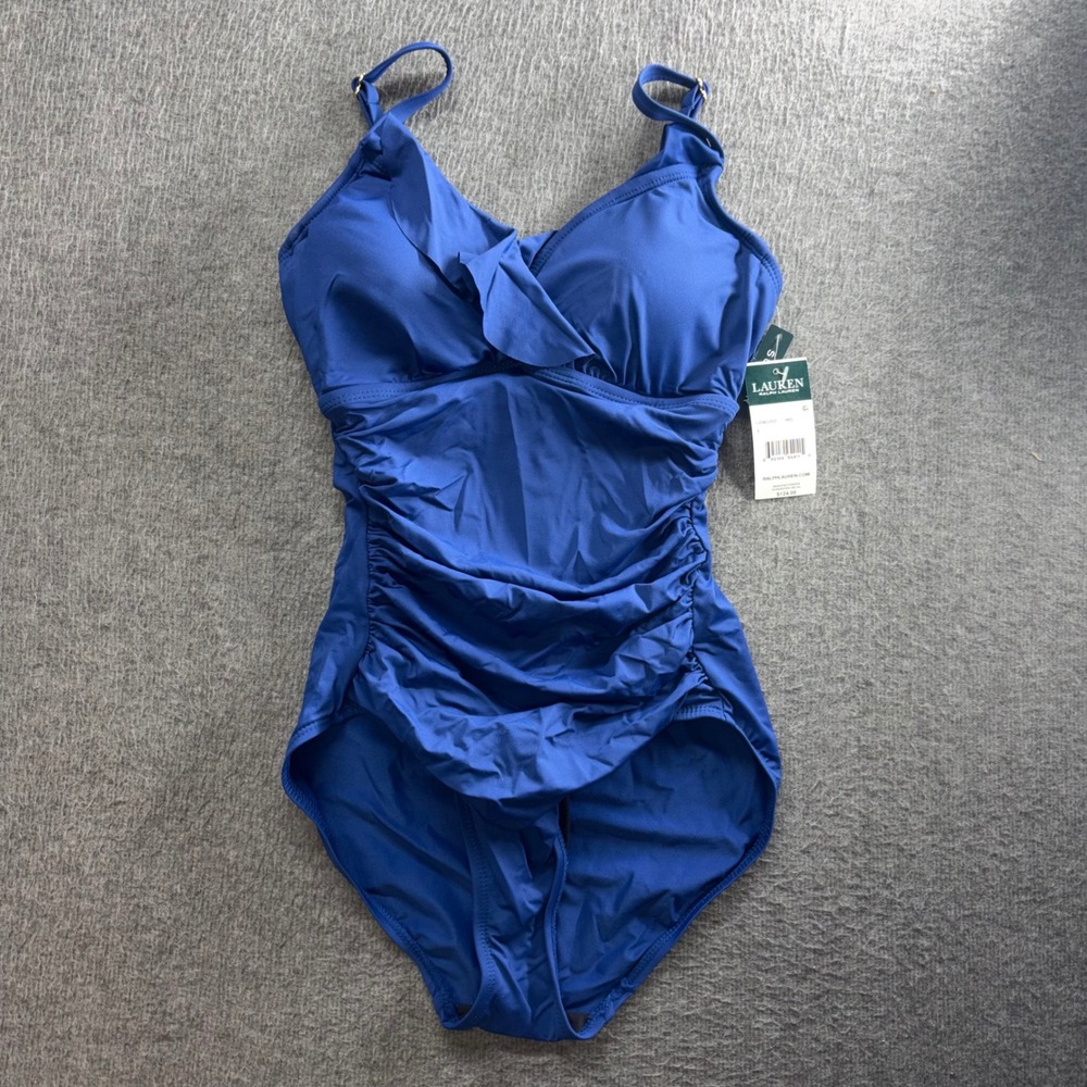 Lauren Ralph Lauren Slimming Underwire One Piece Swimsuit Blue NWT Size 4